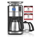 BEEM FRESH-AROMA-PERFECT II Filterkaffeemaschine mit Mahlwerk - Duo | BASIC SELECTION | Edelstahl | Glaskanne & Isolierkanne | 24h-Timer |...