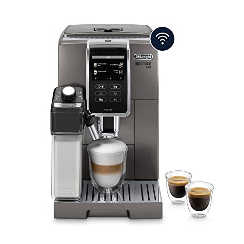 De'Longhi Dinamica Plus ECAM 370.95.T Kaffeevollautomat mit LatteCrema Milchsystem, Cappuccino und Espresso auf Knopfdruck, Touchscreen Farbdisplay und App-Steuerung, Kaffeekannen-Funktion, Titan